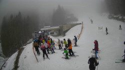 Modrá sjezdovka - dojezd k lanové dráze