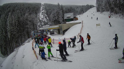 Modrá sjezdovka - dojezd k lanové dráze