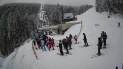 Modrá sjezdovka - dojezd k lanové dráze