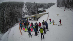 Modrá sjezdovka - dojezd k lanové dráze