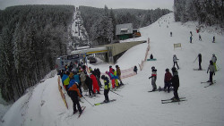 Modrá sjezdovka - dojezd k lanové dráze