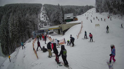 Modrá sjezdovka - dojezd k lanové dráze