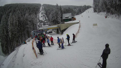 Modrá sjezdovka - dojezd k lanové dráze