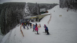 Modrá sjezdovka - dojezd k lanové dráze