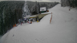 Modrá sjezdovka - dojezd k lanové dráze