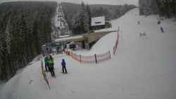 Modrá sjezdovka - dojezd k lanové dráze