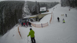 Modrá sjezdovka - dojezd k lanové dráze