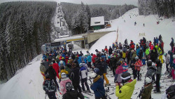 Modrá sjezdovka - dojezd k lanové dráze