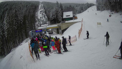 Modrá sjezdovka - dojezd k lanové dráze