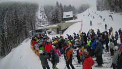 Modrá sjezdovka - dojezd k lanové dráze