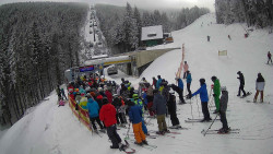 Modrá sjezdovka - dojezd k lanové dráze