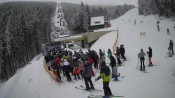 Modrá sjezdovka - dojezd k lanové dráze