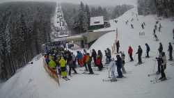 Modrá sjezdovka - dojezd k lanové dráze