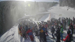 Modrá sjezdovka - dojezd k lanové dráze