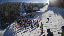 Modrá sjezdovka - dojezd k lanové dráze