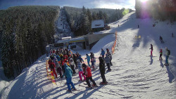 Modrá sjezdovka - dojezd k lanové dráze