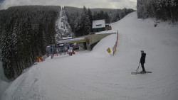 Modrá sjezdovka - dojezd k lanové dráze