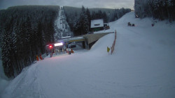 Modrá sjezdovka - dojezd k lanové dráze