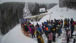 Modrá sjezdovka - dojezd k lanové dráze