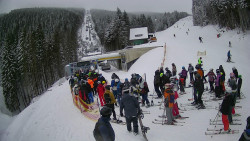 Modrá sjezdovka - dojezd k lanové dráze