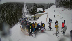 Modrá sjezdovka - dojezd k lanové dráze