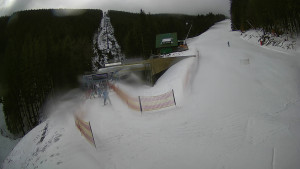 Červenohorské sedlo - Modrá sjezdovka - dojezd k lanové dráze - 23.2.2026 v 09:01