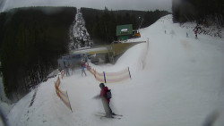 Modrá sjezdovka - dojezd k lanové dráze