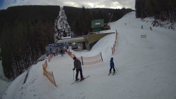 Modrá sjezdovka - dojezd k lanové dráze