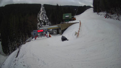 Modrá sjezdovka - dojezd k lanové dráze