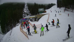 Modrá sjezdovka - dojezd k lanové dráze