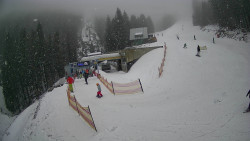 Modrá sjezdovka - dojezd k lanové dráze