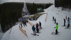 Modrá sjezdovka - dojezd k lanové dráze