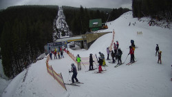 Modrá sjezdovka - dojezd k lanové dráze