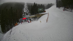 Modrá sjezdovka - dojezd k lanové dráze