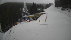 Modrá sjezdovka - dojezd k lanové dráze