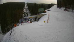 Modrá sjezdovka - dojezd k lanové dráze