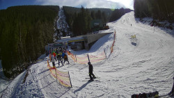 Modrá sjezdovka - dojezd k lanové dráze