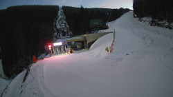 Modrá sjezdovka - dojezd k lanové dráze