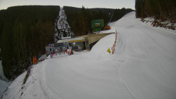 Modrá sjezdovka - dojezd k lanové dráze