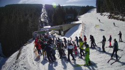 Modrá sjezdovka - dojezd k lanové dráze