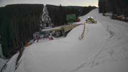 Modrá sjezdovka - dojezd k lanové dráze