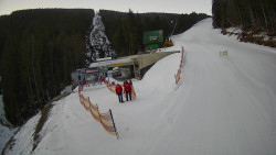 Modrá sjezdovka - dojezd k lanové dráze