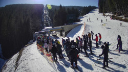 Modrá sjezdovka - dojezd k lanové dráze