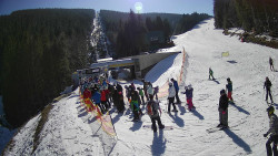 Modrá sjezdovka - dojezd k lanové dráze