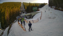 Modrá sjezdovka - dojezd k lanové dráze