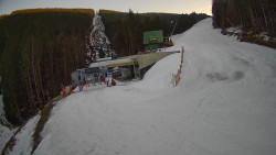 Modrá sjezdovka - dojezd k lanové dráze