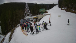 Modrá sjezdovka - dojezd k lanové dráze