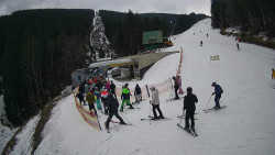 Modrá sjezdovka - dojezd k lanové dráze