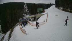 Modrá sjezdovka - dojezd k lanové dráze