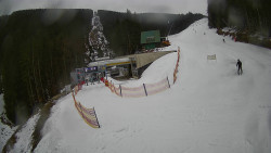 Modrá sjezdovka - dojezd k lanové dráze